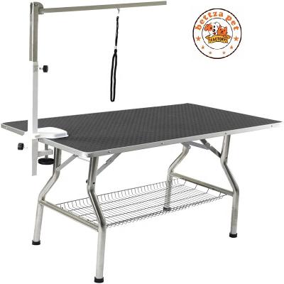 China Wholesale Small Size Manufacturer Viable Heavy Duty Stainless Steel Frame Foldable Dog Pet Grooming Table for sale