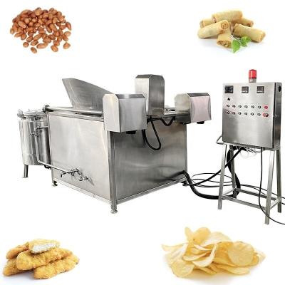 China Industrial Automatic Electric Gas Potato Chips French Fries Make Oil Filter Deep Fryer Chips Frying Machine for sale