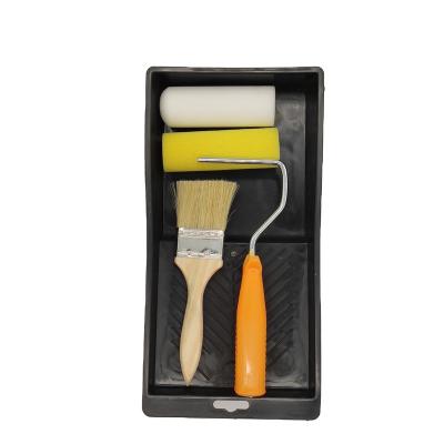 China Stocked Sponge Paint Roller Brush With Plastic Paint Tray Set for sale