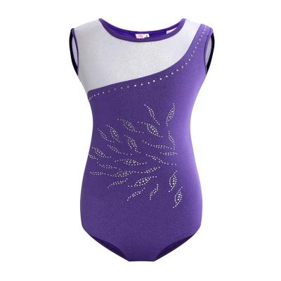 China Shiny Diamond Dance Clothes Training Dance Leotard Tights Girls Gymnastics Wear for sale