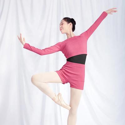 China Wholesale Comfortable Leotard Ballet Dress Knitted Dance Costume Ballet 3 Pieces Sweater Tops&Shorts Condole Belt Leotard Ballet Dress for sale