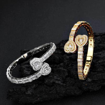 China WG045 Wholesale Hip Hop Zircon Zircon Heart Bracelet Ice Out CZ Crystal Bracelets & Bangles Men Women Luxury Hip Hop Jewelry for sale