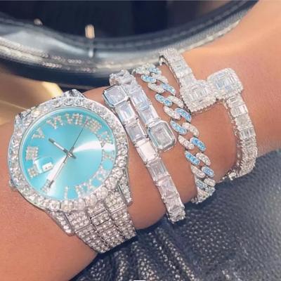 China High Quality Watch Mens Day/Date WG123 Stainless Steel Hip Hop Gold Plated Iced Out Diamond Waist Quartz Watches Jewelry & Watches for sale