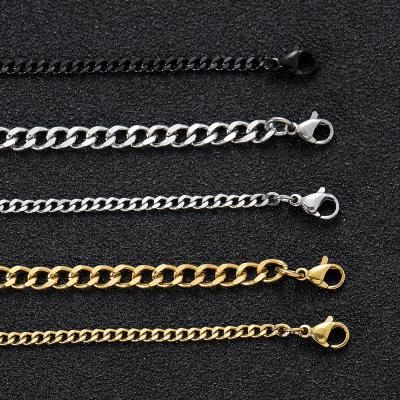 China Hiphop WG131 Stainless Steel Chain Necklace Mens Cuban Chain Necklace 18k Gold Plated Cuban Link Chain Necklace collana cubana for sale