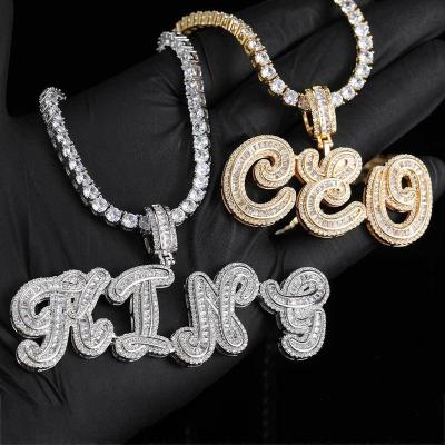 China Hiphop WG141 Iced Out Gold Plated Hip Hop Initial Letter Necklace Pendant Necklace Jewelry for sale