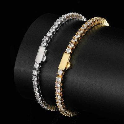 China Hiphop WG110 iced out gold plated women hip hop pulsera plata tennis cadena de tenis 3mm/4mm/5mm diamond tennis bracelet men for sale