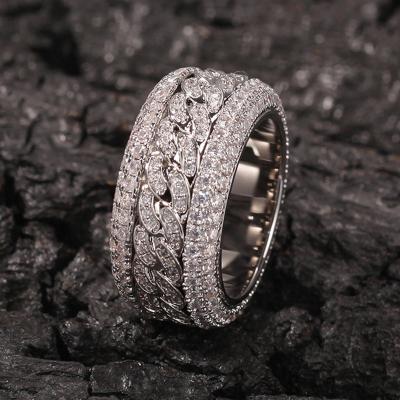 China Hiphop Jewelry WG066 Hiphop Jewelry Full Diamond Rotating Ring Real Gold Brass Plated Iced Out Spinner Ring For Men And Women for sale