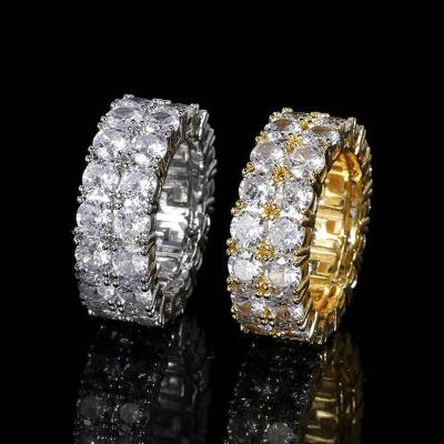 China Hiphop WG089 Luxury Brass Diamond Ring Gold Plated Rings Iced Out Cubic Zirconia Baguette Rings Jewelry For Women Men for sale