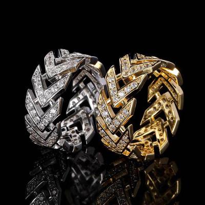 China Hiphop WG115 Iced Out Zircon V Diamond Hip Hop Rings Anillos Para Hombres Hip Hop Ring Men's Arrow CZ for sale