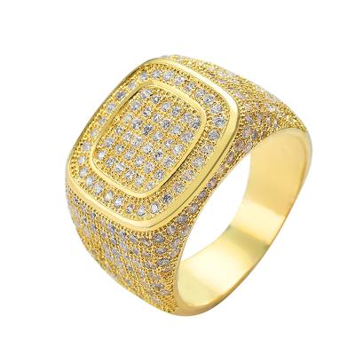 China Hiphop WG187 Hiphop Ring 18k Gold CZ Plated Iced Out Bulky Anillos Para Hombre Ring Full Diamond Bulky Anillo Rings Man for sale