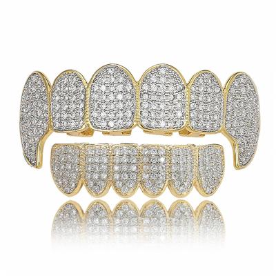 China Hiphop WG101 Hip Hop Grillz Diamond Teeth High Quality 18K Gold Plated Teeth Iced Out CZ Zircon Grillz Teeth Grillz for sale