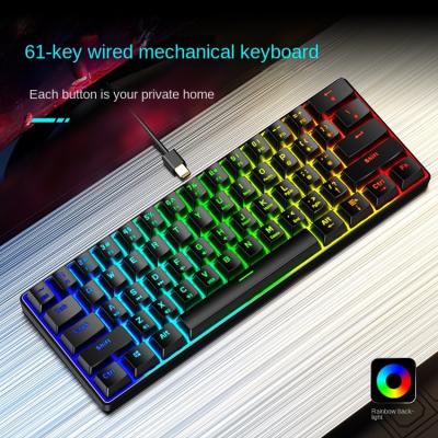 China Other Key S61 61 Mechanical Keyboard Wired Green Dual Axis Gaming Mode Eating Chicken RGB Light Effect Mobile Phone for sale