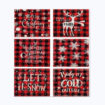 China Christmas Table Ornament Decoration Christmas Place Mat Plaid Christmas Table Place Mat Set Non-Slip Place Mats Washable Clean Place Mats For Christmas Home Decor for sale