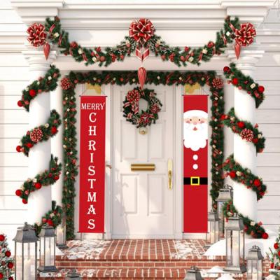 China Porch Decorative Sign Merry Christmas Day Christmas Door Banner Decoration For Xmas Hanging Home Cloth Ornaments Navidad 2021 for sale