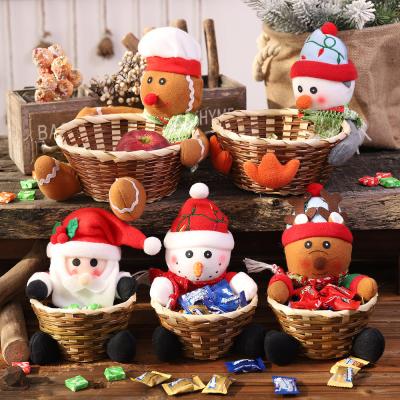 China Santa Storage Basket Woven Bamboo Christmas Gift Basket Christmas Candy Storage Basket Decoration Santa Storage Basket Woven Bamboo Christmas Gift Basket for sale