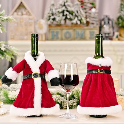 China 2021 Santa Dress Bottle Case Navidad Noel Christmas Ornaments Wine Bottle Fleece Ornament Christmas Wine Bottle Cover Decor Gift for sale