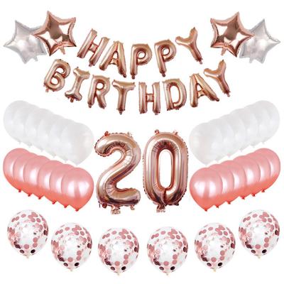 China Modern Sweet 20th Birthday Theme Party Supplies Party Decorations Girl Boy Happy Birthday Balloons Decoration Set for sale