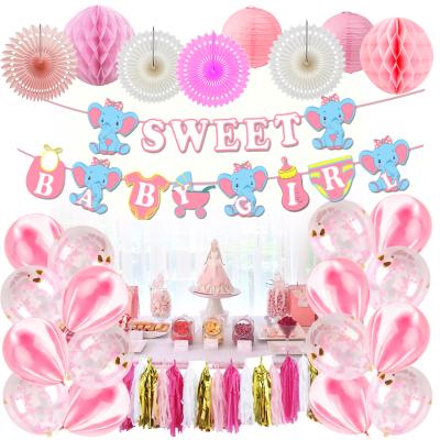 China Baby Shower Pink Baby Shower Decorations Kit Elephant Banner Garland Girl Baby Shower Balloons for Baby Shower Party Decorations for sale