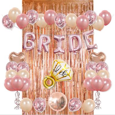 China Rose Gold Party Decoration Bride To Be Foil Balloon Foil Curtain Decorations Bachelorette Party Supplies Bride Shower Party Decoration Kit for sale