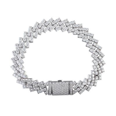 China Latest Hiphop Fashion Fancy Design Ice Out Diamond Cuban Link Bangle Tennis Bracelet for sale