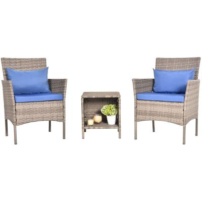 China Modern Terrace Courtyard Bistros Set 3 Piece Furniture PE Rattan Chair Storage Table and Chair Set Suitable for Garden Pool Side Balcony for sale