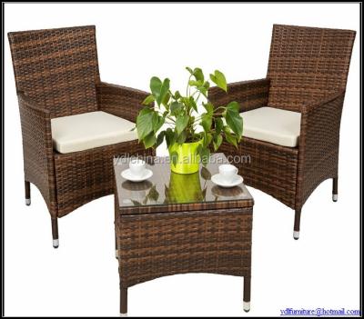 China 3 Pcs Outdoor Wicker Patio Furniture Bistro Set Modern Rattan Chair Set Conversation Sets With Table For Balcony for sale