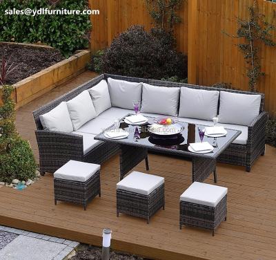 China Garden Set Custom Make L Shape Outdoor Rattan Wicker Sofa Set for sale