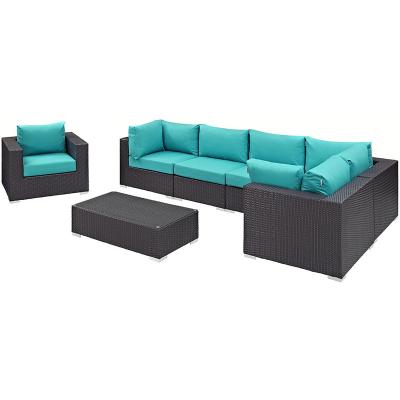 China 7 Piece Modern Traditional Wicker Rattan Outdoor Garden Patio Sofa Furniture Set for sale