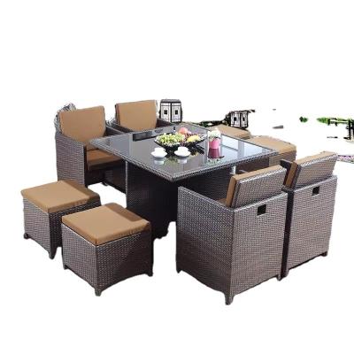 China Modern Outdoor Garden Furniture Set Dining Rectangular Folding Chair Table 4Seater Table Garden Patio Folding Table Garden Set for sale