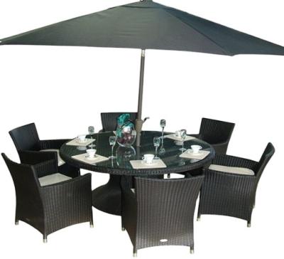 China Factory Sale Modern Poly Rattan Wicker 6 Seater Outdoor Dining Table And Chairs for sale