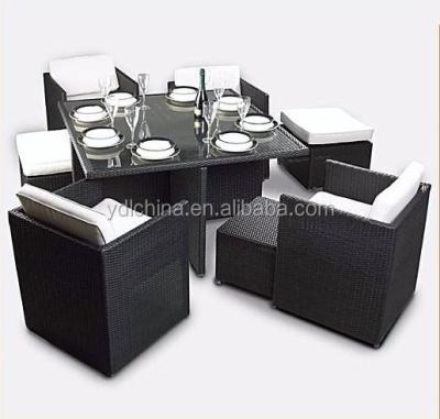 China Dining room set modern glass dinner table and chairs for sale