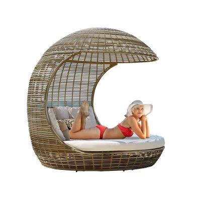 China Modern Outdoor Rattan Sofa Bed Beach Pool Rattan Leisure Bed Creative Outdoor Birdcage for sale