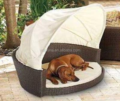 China Wicker Garden Set Garden Rattan Pet Bed With Canopy for sale