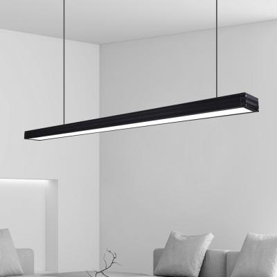 China High quality dining room black led linear pendant light modern led office light hanging fixture linear light for indoor room for sale