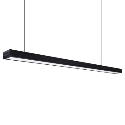 China Iron hang pendant lamp black linear light suspension linear led pendant light tube modern pendant light for dining room home for sale