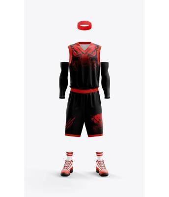 China Latest Design Breathable Sublimation Printing Full Custom Jersey Sublimation Basketball Suit for sale