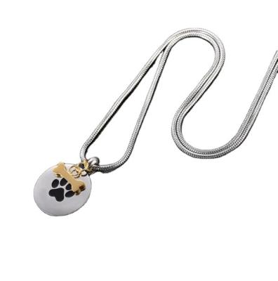 China Other China Factory Golden Dog Bone Charm Pet On Urn Necklaces XM-019 For Ashes Custom Pet Necklace for sale