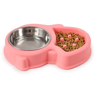 China Slow Feeder and Pet Sustainable Anti-Clog Water Bowl Set for Dogs and Cats, 2 in 1 Fun Dog Feeder Bowl with Stainless Steel Water Bowls for sale