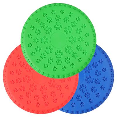 China Viable Wholesale Goods Rubber Pet Flight Disc Dog Training Toys Buoyant Dog Toy Cute Dog Paws Pattern for sale