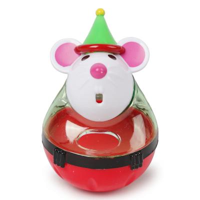 China Christmas Cat Toy Food Ball Cat Slow Feeder Mouse Tumbler Shaped Pet Treat Ball Viable for sale