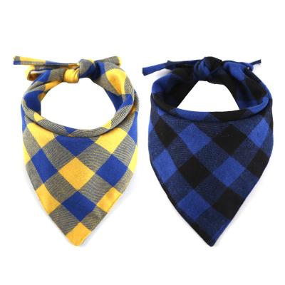 China Hot REVERSIBLE Dog Viable Print Plaid Amazon Dog Neckerchief Pet Scarf Accessories REVERSIBLE Dog Bandanas For Small Large Dogs Cats Pampers Washable for sale