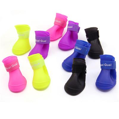 China Cute Viable Little Dog Puppy Rain Snow Boots Booties Candy Colors Rubber Waterproof Anti-Skid Shoes for sale