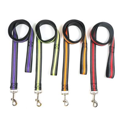 China Double Durable Reflective Nylon Dog Leash Safety Lead Heavy Duty Rope For Dogs Red Green Orange Purple for sale