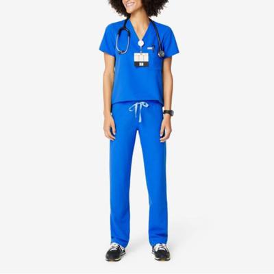 China Hospital Customized Private Label Scrubs Blue One Pocket Scrubs Uniforms Private Label for sale