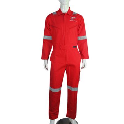 China Red Cotton Long Sleeve Worker Jumpsuit With Reflective Stripe Cotton Polyester Thick Coverall Overalls for sale