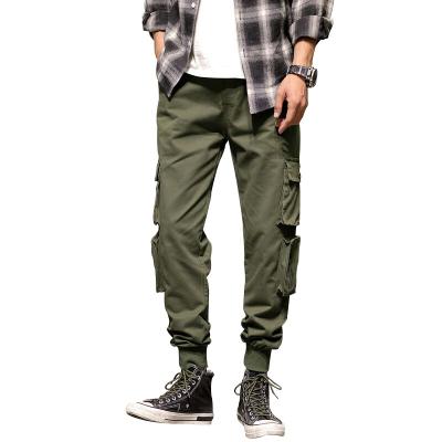 China 100% Elastic Sport Autumn Winter Jogger Pants Casual Anti-wrinkle Army Green Cotton Pants High Waist For Men for sale