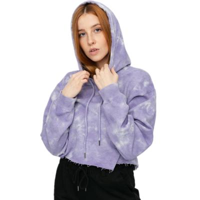 China New Women's Custom Tie Dye Hoodie Crop Cotton Anti-wrinkle Hoodie Best Quality Stylish Wholesale Top Girls for sale