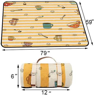 China Extra Large Picnic BBQ Picnic Mat Outdoor Waterproof Grass Support Mat Family Travel Camping Blanket Mat With Pu Carrier And Fleece Blanket Beach for sale