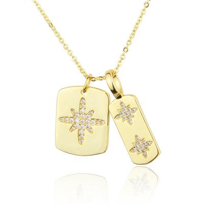 China New Style Snowflake Zirconium PONEES Pendant Necklace TRENDY Square Combination Necklace For Women Jewelry for sale