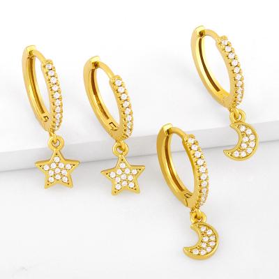 China PONEES 2021 New Star Temperament New Diamond Earrings For Women Korean Small Diamond Earrings FASHIONABLE Moon Earrings for sale